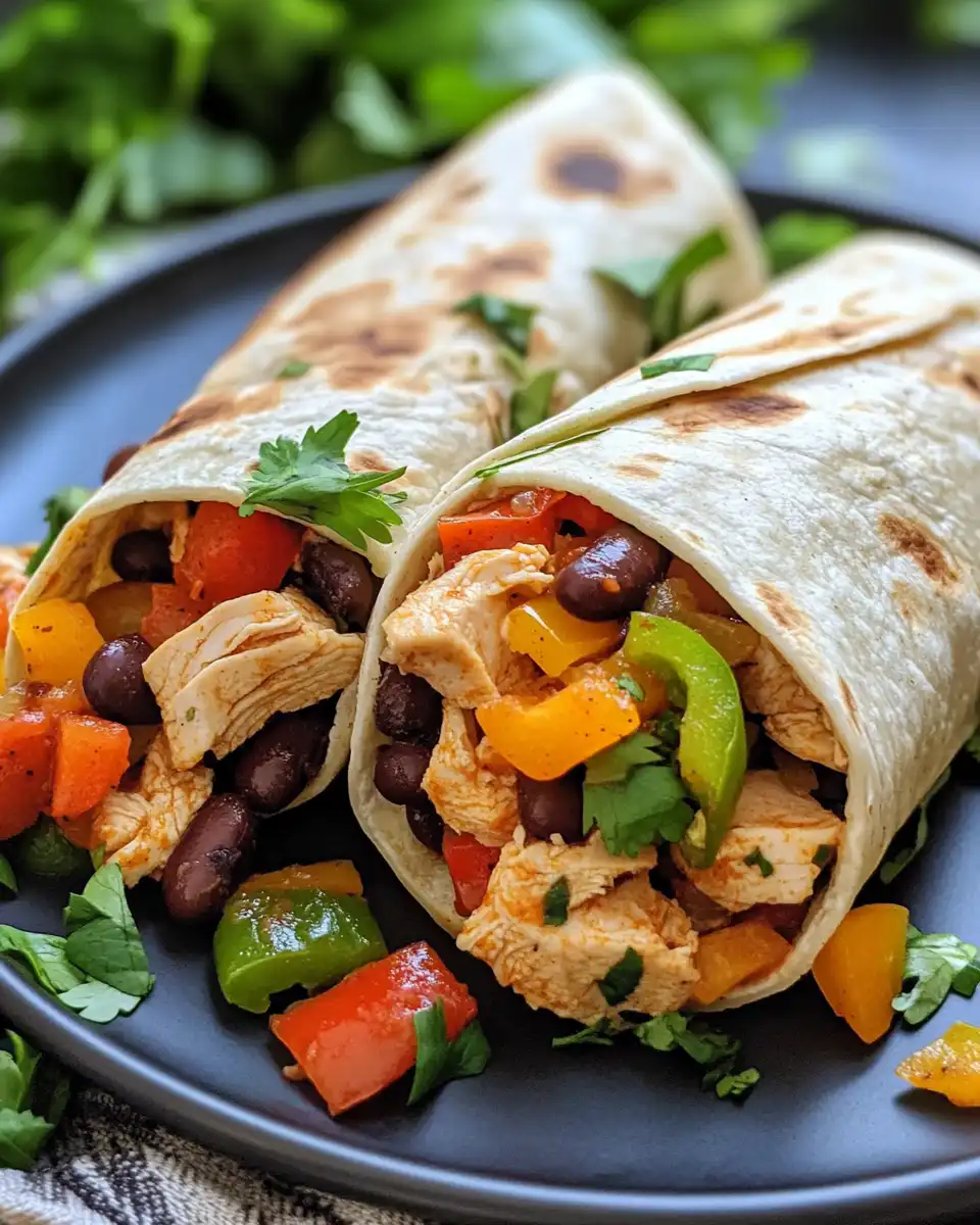 Ingredients mixed for chicken fajitas with spices, bell peppers and chicken strips