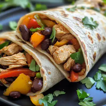 Sheet Pan Chicken and Bean Fajita Wraps taken with iphone 15 pro max --iw 2 --ar 4:5 --v 6.1 --raw