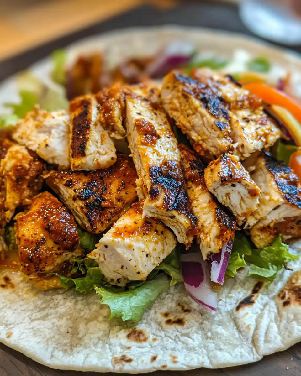 Ingredients for spicy chicken wraps including diced tomato avocado and purple onion