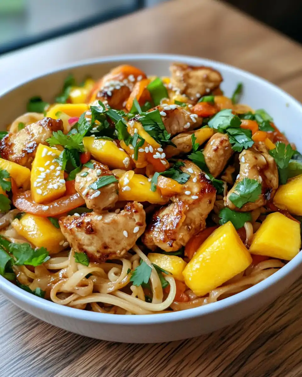 Fresh Thai mango salad with zesty tang and spice aroma
