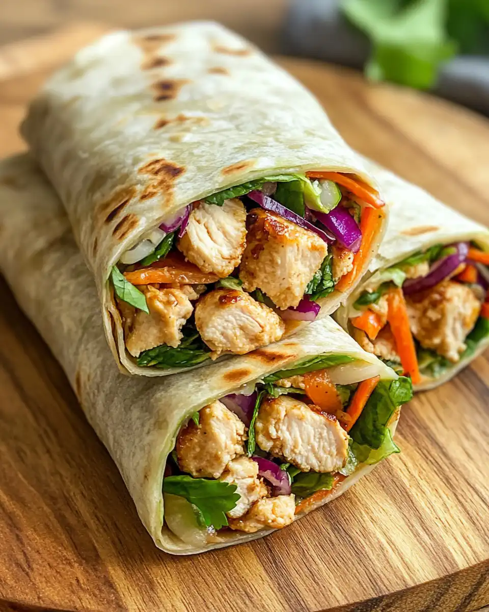 Final plated Thai chicken wraps with vibrant colors and fresh lettuce